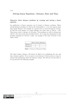 Solving Linear Equations - Distance, Rate and Time