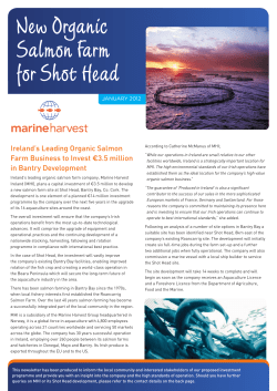 Ireland`s Leading Organic Salmon Farm Business to Invest &euro;3.5