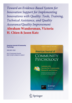 Toward an Evidence-Based System for Innovation Support for