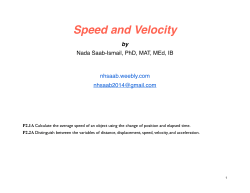 1.A) Speed and Velocity - Dr. Nada H. Saab-Ismail