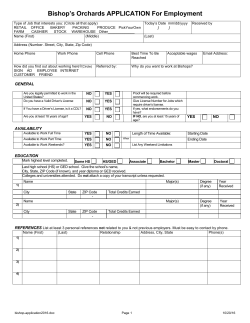 Bishop`s Orchards APPLICATION For Employment