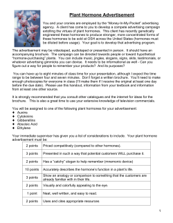 Plant Hormone Advertisement Rubric