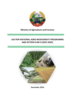 Ministry of Agriculture and Forestry LAO PDR NATIONAL AGRO