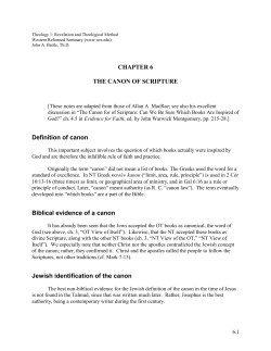 Chapter 6: The Canon of Scripture