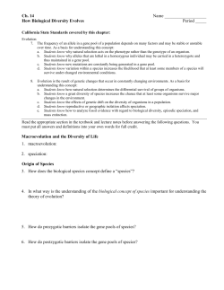 Ch. 14 Name How Biological Diversity Evolves Period _____