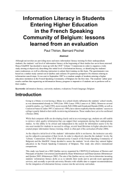 Information Literacy in Students Entering Higher Education in