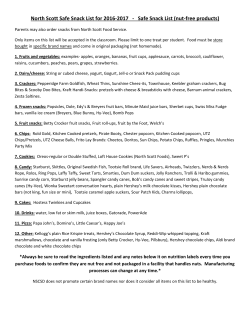 North Scott Safe Snack List for 2016-2017
