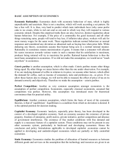 Basic Assumptions of Economics