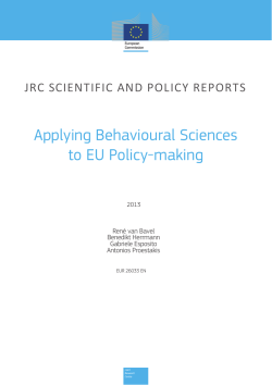 Applying Behavioural Sciences to EU Policy-making