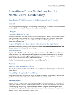 Dress Code for Investiture - EOHSJ &mdash; North Central Lieutenancy