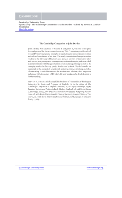 The Cambridge Companion to John Dryden