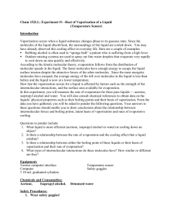 Chum 152LL: Experiment #1 &ndash;Heat of Vaporization of a Liquid