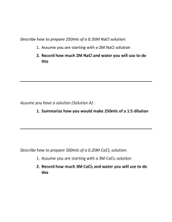 Describe how to prepare 250mls of a 0.35M NaCl solution: 1