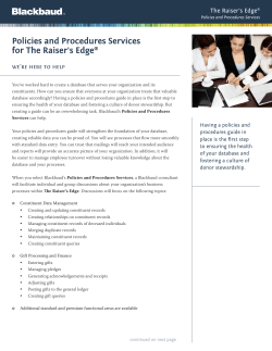 Policies and Procedures Services for The Raiser`s Edge
