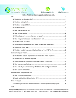 FAQ &ndash; First level Tech. Support and General Info. CPD