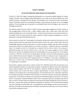 1 NACD NJ PROGRAM AN ACTIVIST DIRECTOR: GOOD OR BAD