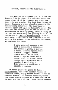 Pascoli, Nature and the Supernatural That Pascoli is a supreme poet