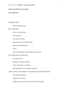 TRANSACTIONAL ANALYSIS by Gerald Corey
