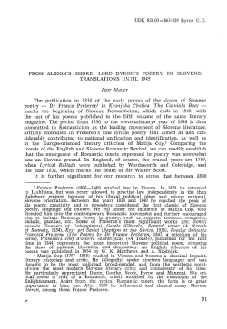 FROM ALBION`S SHORE: LORD BYRON`S POETRY IN SLOVENE
