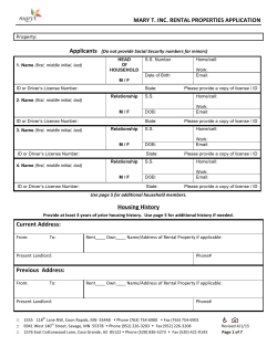 MARY T. INC. RENTAL PROPERTIES APPLICATION Housing