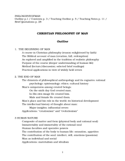 CHRISTIAN PHILOSOPHY OF MAN Outline