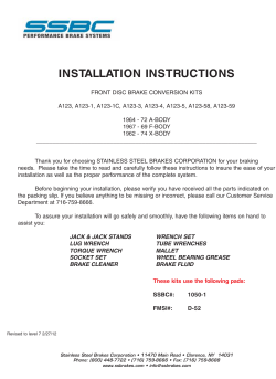 Instruction Manual - Stainless Steel Brakes
