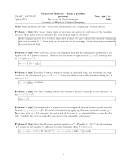 CS 357 / MATH 357 Spring 2014 Numerical Methods