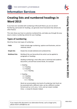Creating lists and numbered headings in Word 2013