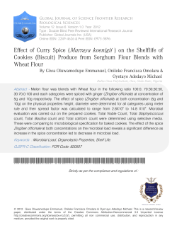 Effect of Curry Spice (Murraya koenigii ) on the Shelflife of Cookies