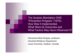 The Quebec &laquo; programme de pr&eacute;vention