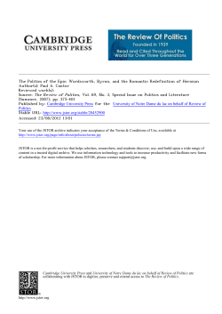 The Politics of the Epic: Wordsworth, Byron, and