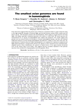 The smallest avian genomes are found in hummingbirds