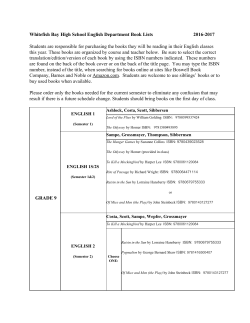 English Book List - Whitefish Bay School District