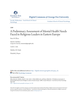 A Preliminary Assessment of Mental Health Needs Faced in
