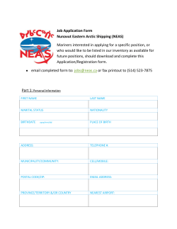 Job Application Form Nunavut Eastern Arctic Shipping (NEAS