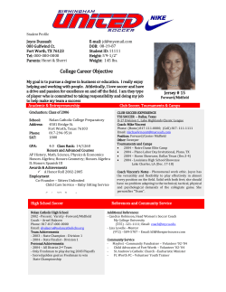 player profile sample - Birmingham United Soccer Association