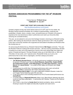 Buddies Announces the 38th Rhubarb Festival Programming