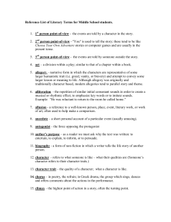 Cumulative list of literary terms for Middle School