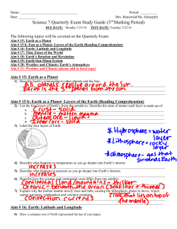 Science 7 Quarterly Exam Study Guide (3rd Marking Period)