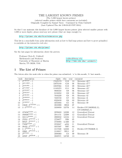 The Largest Known Primes - The Prime Pages
