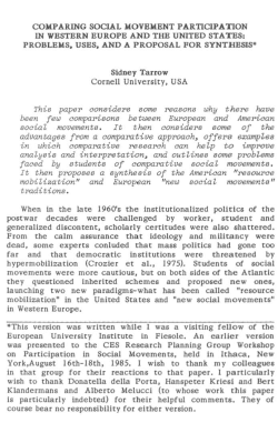 COMPARING SOCIAL MOVEMENT PARTICIPATION IN WESTERN