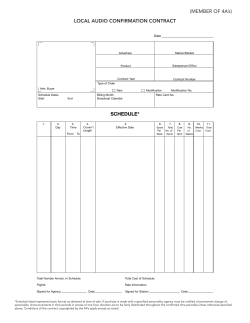 SCHEDULE* LOCAL RADIO CONFIRMATION/CONTRACT