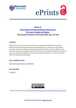 Ovadia JS. Local Content and Natural Resource Governance: The