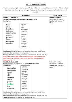 2017 Y4 Homework: Spring 2 Homework Dates due in regular reign