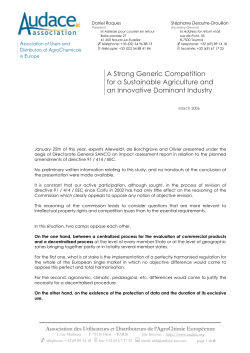 A Strong Generic Competition for a Sustainable Agriculture