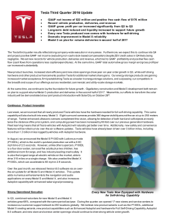 Tesla Third Quarter 2016 Update