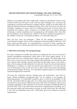 Internal motivation and external strategy : the same