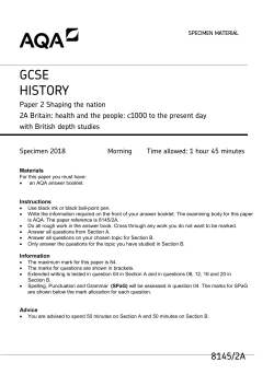 GCSE History Specimen question paper Paper 2A