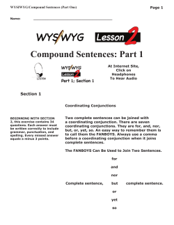 Compound Sentences: Part 1