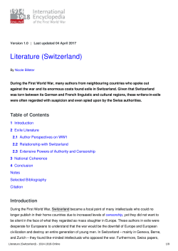 Literature (Switzerland) - 1914-1918